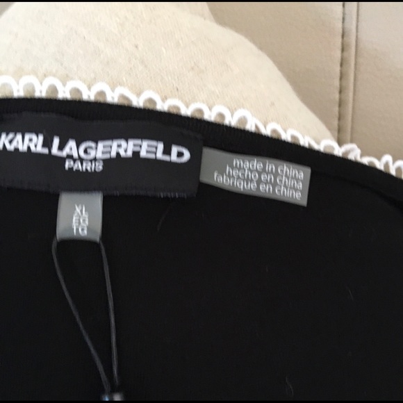 NWT  Lagerfeld Black Top with White Lace Collar - Picture 4 of 8